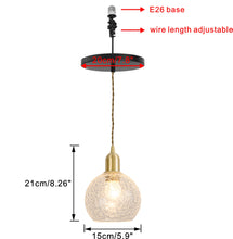 Load image into Gallery viewer, Ceiling Spotlight Remodel E26 Brass Base Crack Glass Shade Hanging Light Conversion Kit