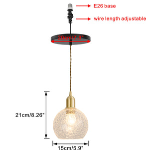 Ceiling Spotlight Remodel E26 Brass Base Crack Glass Shade Hanging Light Conversion Kit