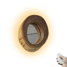 Load image into Gallery viewer, Unique High-Quality Handmade Wood Lamp With Mirror Convenient Hook Vintage Wall Sconce Remote Battery Run