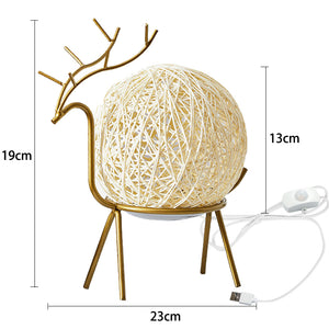 Motion Sensor LED Deer Lamp with USB Port Rattan Light