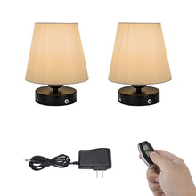 Load image into Gallery viewer, Cordless Table Lamp Chargable 3.7V LED Light Remote Vintage Design Black Metal Cloth Shade
