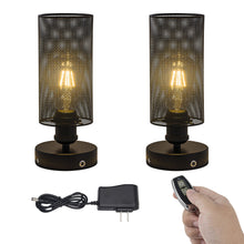 Load image into Gallery viewer, Cordless Table Lamp Chargable 3.7V LED Light Remote Vintage Design Black Hollow Metal Shade