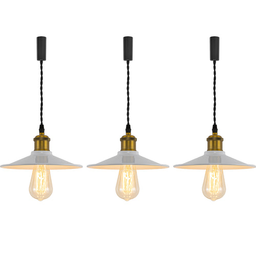 Track Pendant Lights Freely Adjustable White Metal Shade Matt Brass Finish Base Loft Hallway Lamp