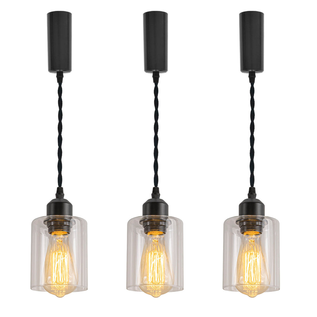 Track Pendant Lights Without Tool Freely Adjustable Cord Clear Glass Shade