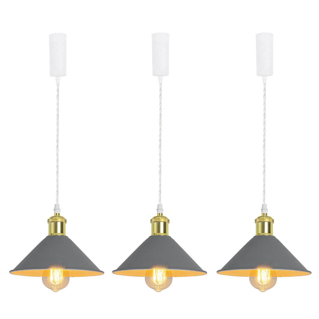 Track Pendant Lights Freely Adjusted Cord Gold Base Metal Shade