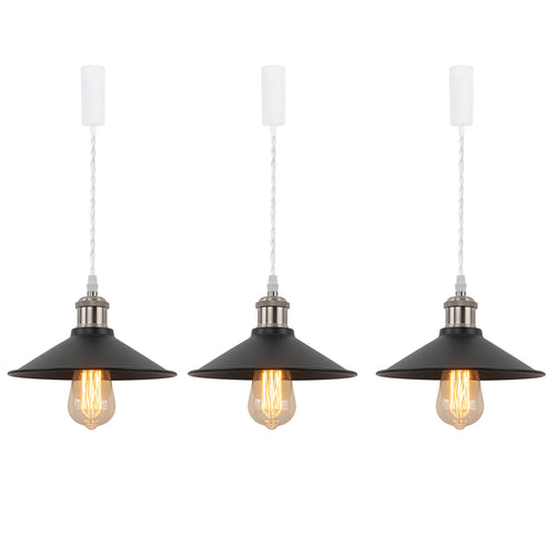 Track Pendant Lights Freely Adjustable Black Metal Shade Bright Nickel Base Loft Kitchen Sink Lamp