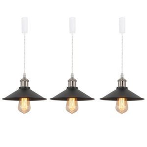 Track Pendant Lights Freely Adjustable Black Metal Shade Bright Nickel Base Loft Kitchen Sink Lamp