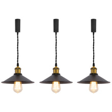 Load image into Gallery viewer, Track Pendant Lights Freely Adjustable Black Metal Shade Matt Brass Finish Base Loft Kitchen Sink Lamp