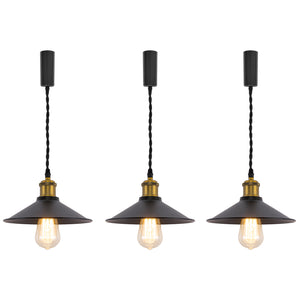 Track Pendant Lights Freely Adjustable Black Metal Shade Matt Brass Finish Base Loft Kitchen Sink Lamp