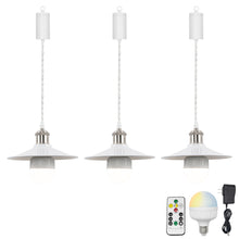 Load image into Gallery viewer, Rechargeable Battery Pendant Light Bright Nickel Base White Metal Shade Smart LED Bulbs With Remote