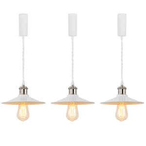 Track Pendant Lights Freely Adjustable White Metal Shade Bright Nickel Base Loft Hallway Lamp