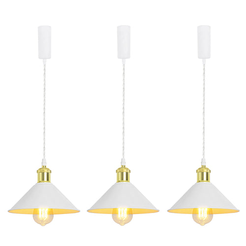 Track Pendant Lights Freely Adjustable Cord Gold Base Metal Shade