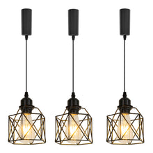 Load image into Gallery viewer, Track Pendant Lights Freely Adjustable Cord Hollow Metal Cage Black Shade