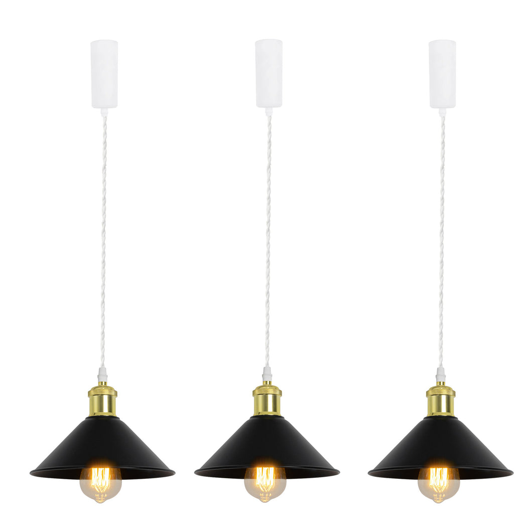 Track Pendant Lights Freely Adjustable Cord Gold Base Metal Shade