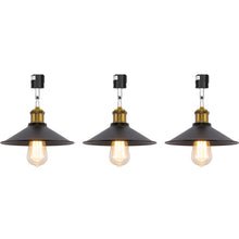 Load image into Gallery viewer, Rotating Tilt Adjusted Track Head Light Matte Brass Finish Base Black Cone Metal Shade Retro Design