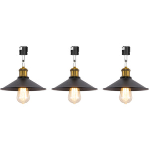 Rotating Tilt Adjusted Track Head Light Matte Brass Finish Base Black Cone Metal Shade Retro Design