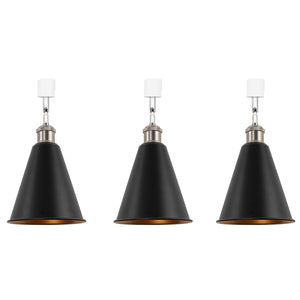 Rotatable Tilt Adjusted Track Head Light Matte Nickel Base Cone Metal Black Outer Gold Inner Shade Retro Design