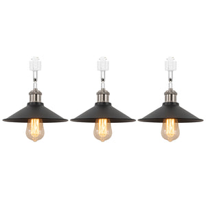 Rotating Tilt Adjusted Track Head Light Bright Nickel Base Black Cone Metal Shade Retro Design