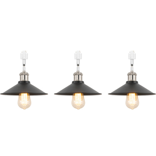 Rotating Tilt Adjusted Track Head Light Matte Nickel Base Black Cone Metal Shade Retro Design