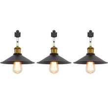 Load image into Gallery viewer, Rotating Tilt Adjusted Track Head Light Matte Brass Finish Base Black Cone Metal Shade Retro Design