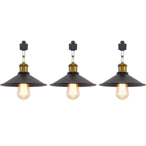 Rotating Tilt Adjusted Track Head Light Matte Brass Finish Base Black Cone Metal Shade Retro Design