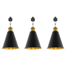Load image into Gallery viewer, Rotatable Tilt Adjusted Track Head Light Matte Brass Finish Base Cone Metal Black Outer Gold Inner Shade Retro Design
