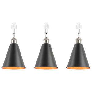 Rotatable Tilt Adjusted Track Head Light Bright Nickel Base Cone Metal Black Outer Gold Inner Shade Retro Design