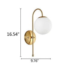 Load image into Gallery viewer, Mid-Century Globe Sully Warm Brass Plug-in Wall Lamp