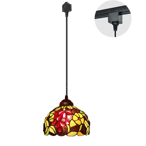 Tiffany Track Pendant Light, Multi-Colored Glass Lampshade