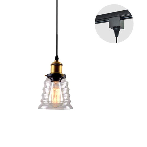 1-Light Track Lighting Pendant, Clear Glass Shade 1pc