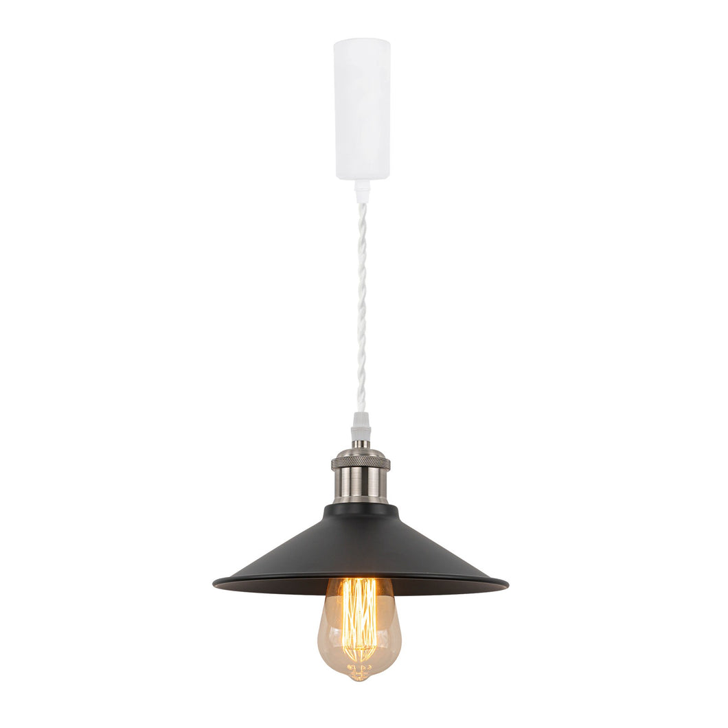 Track Pendant Lights Freely Adjustable Black Metal Shade Bright Nickel Base Loft Kitchen Sink Lamp
