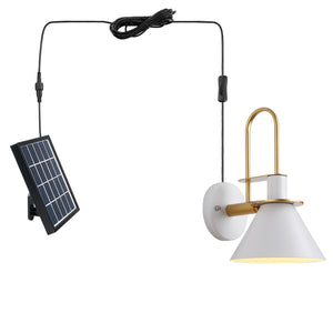 Solar Power Gooseneck Stem Wall Sconce Multi-Color with 3.5V LED Bulb Button Switch