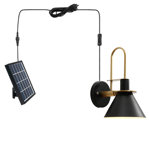 Solar Power Gooseneck Stem Wall Sconce Multi-Color with 3.5V LED Bulb Button Switch