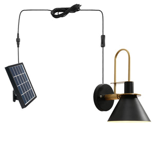 Solar Power Gooseneck Stem Wall Sconce Multi-Color with 3.5V LED Bulb Button Switch