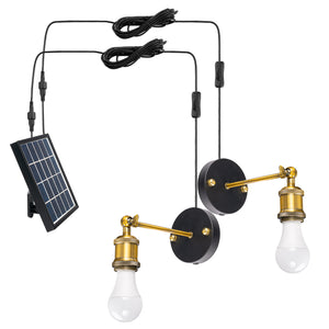 Solar Power Wall Light Fixtures Vintage Retro with LED Bulb Button Switch