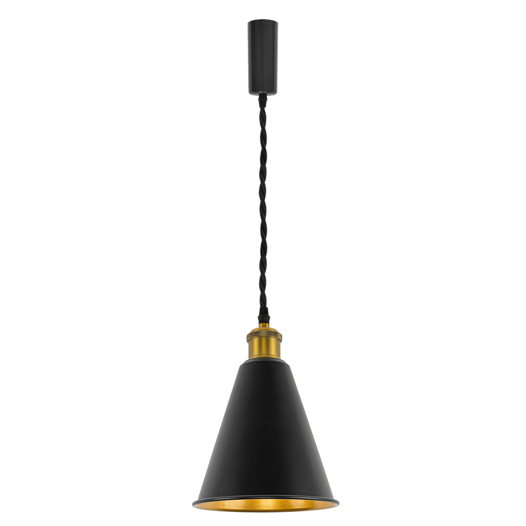 Track Pendant Lights Freely Adjustable Gold Inner Black Outer Metal Shade Matt Brass Finish Base Loft Hallway Lamp