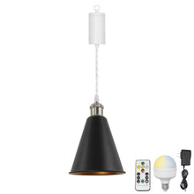 Load image into Gallery viewer, Rechargeable Battery Pendant Light  Matte Nickel Base Metal Cone Shade Smart LED Bulbs With Remote