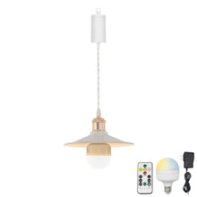 Load image into Gallery viewer, Rechargeable Battery Pendant Light French Gold Base White Metal Shade Smart LED Bulbs With Remote