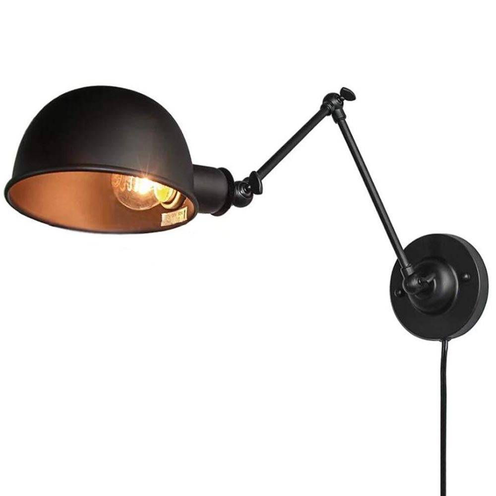 Plug-in Industrial Swing Arm Wall Sconce Lamp