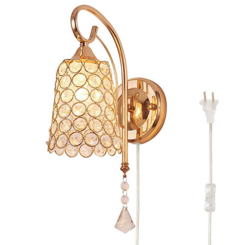 Modern Crystal Bedroom Plug in Wall Light