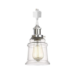 Track Pendant Light Set Chrome Socket Clear Glass Shade Modern Style