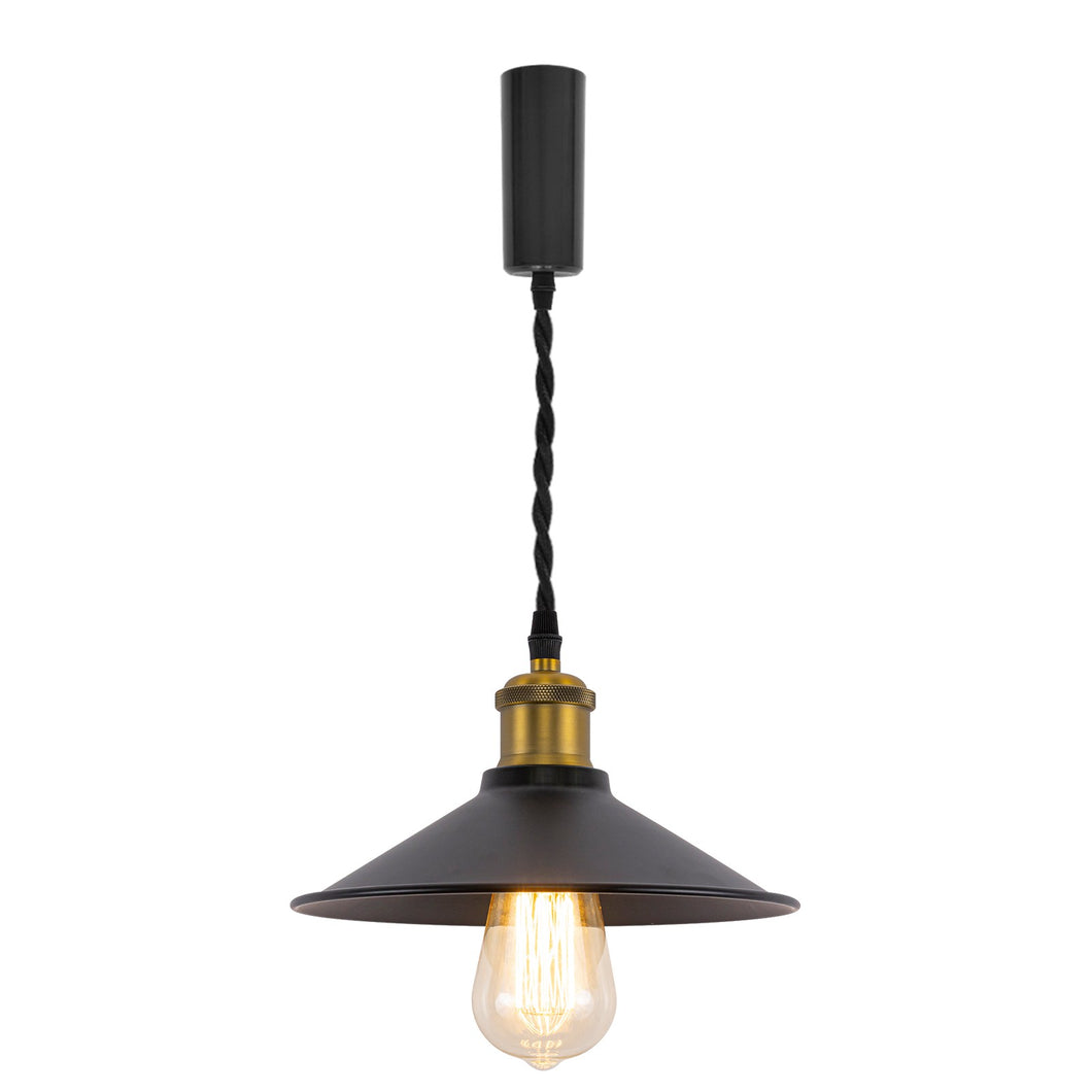 Track Pendant Lights Freely Adjustable Black Metal Shade Matt Brass Finish Base Loft Kitchen Sink Lamp