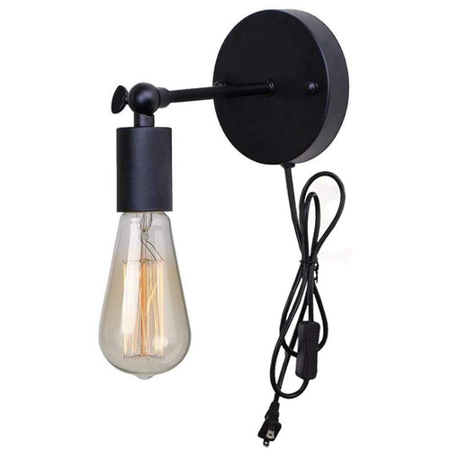 Plug-in Black Metal Industrial Wall Sconce