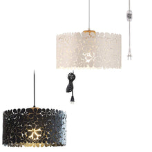 Load image into Gallery viewer, Black/White Finish Metal Shade with Carved Hollow Design Pendant Lamp 1PC