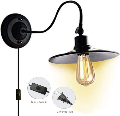 Plug in Industrial Edison Gooseneck Antique Style Wall Sconce Lamp