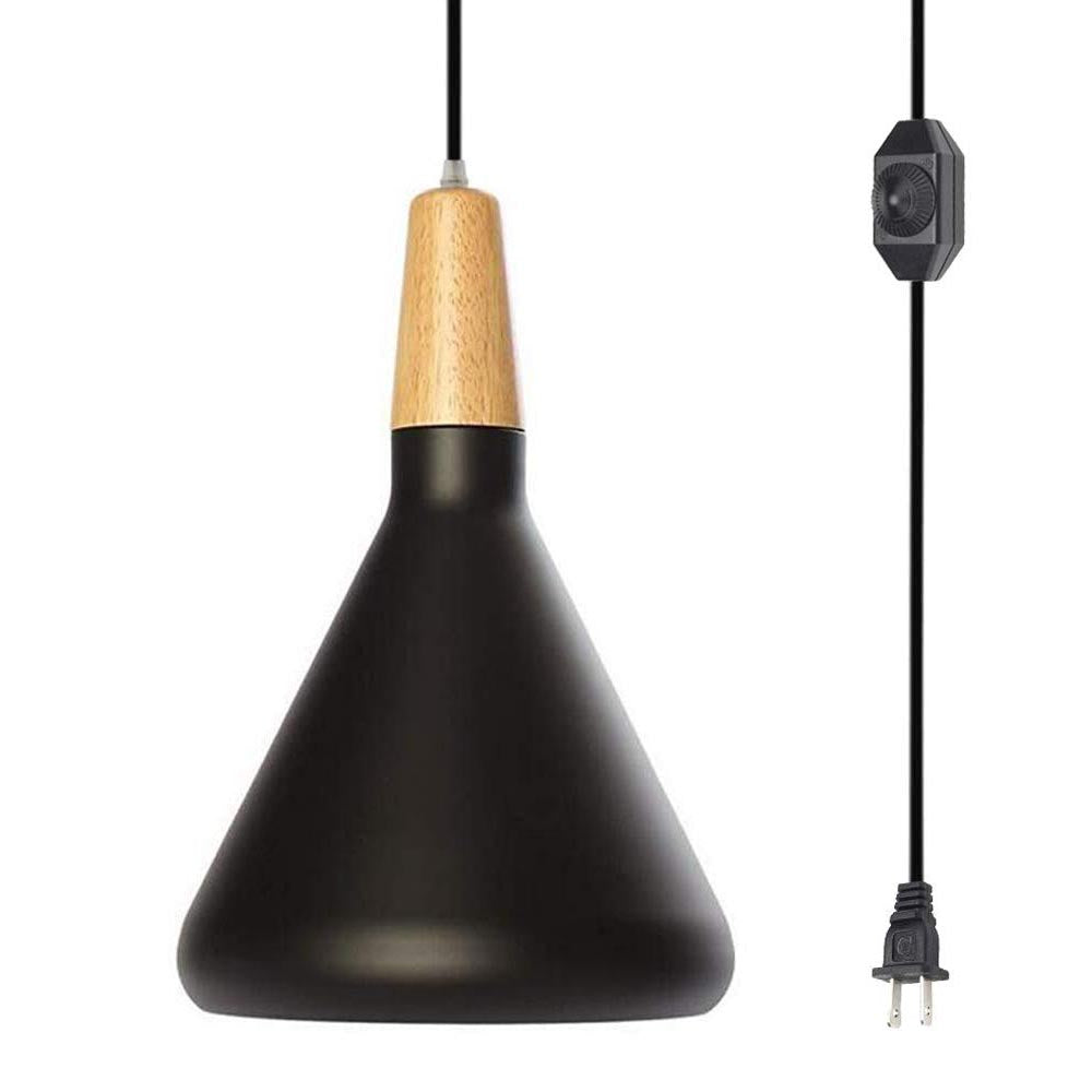Mini 1-Light Black Cone Plug-in Pendant Light