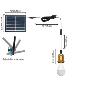 Solar Power Pendant Retro Socket Light with LED Bulb Button Switch