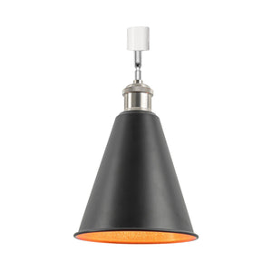 Rotatable Tilt Adjusted Track Head Light Bright Nickel Base Cone Metal Black Outer Gold Inner Shade Retro Design