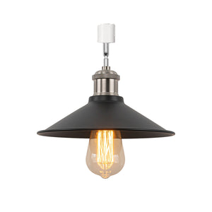 Rotating Tilt Adjusted Track Head Light Bright Nickel Base Black Cone Metal Shade Retro Design