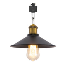 Load image into Gallery viewer, Rotating Tilt Adjusted Track Head Light Matte Brass Finish Base Black Cone Metal Shade Retro Design